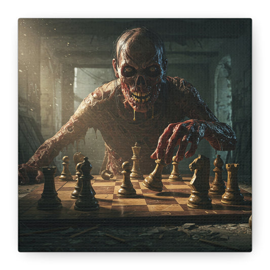Zombie Chess Matte Canvas Wall Art for Horror Lovers