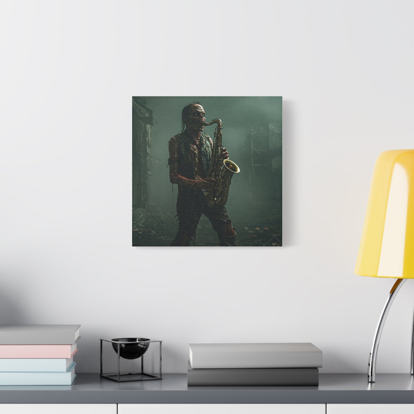 Zombie Saxophonist Wall Art - Matte Canvas Print for Halloween Decor