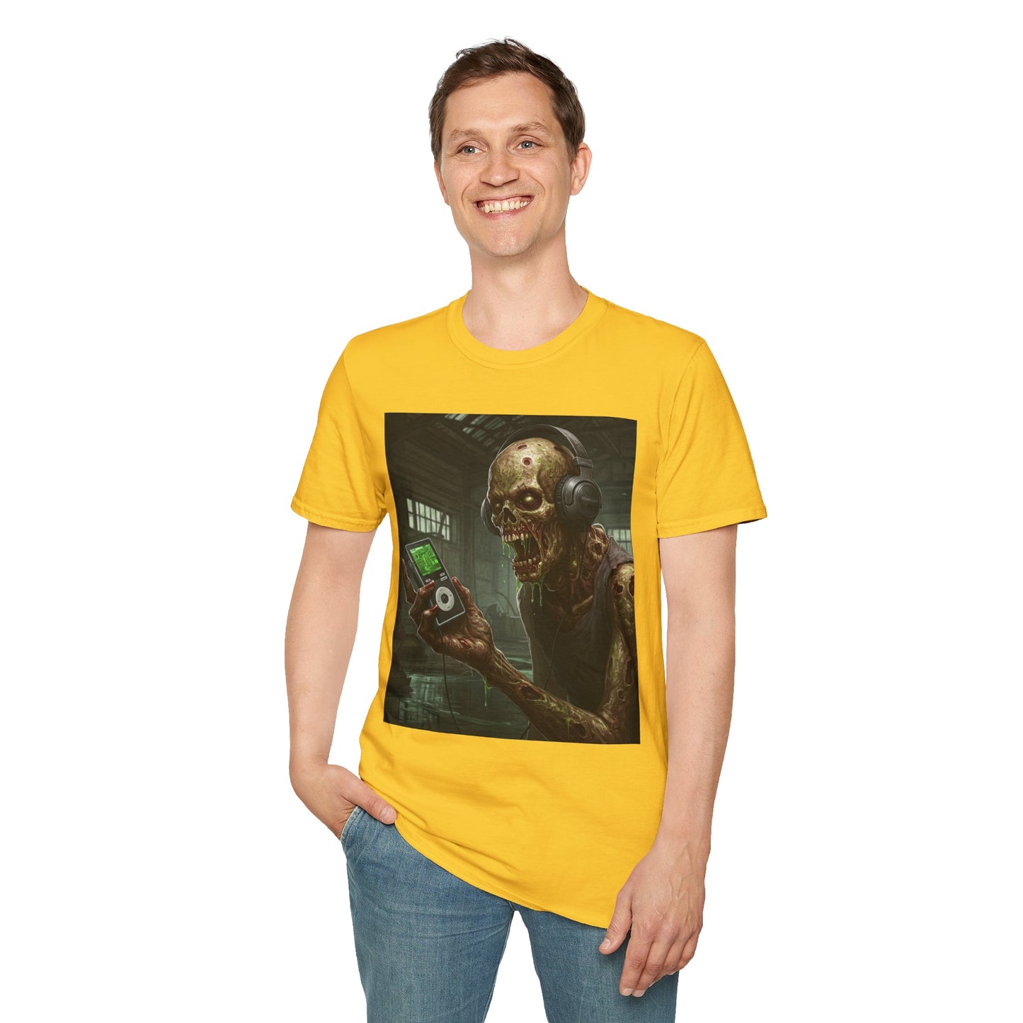Zombie Listening to Music Unisex Softstyle T-Shirt