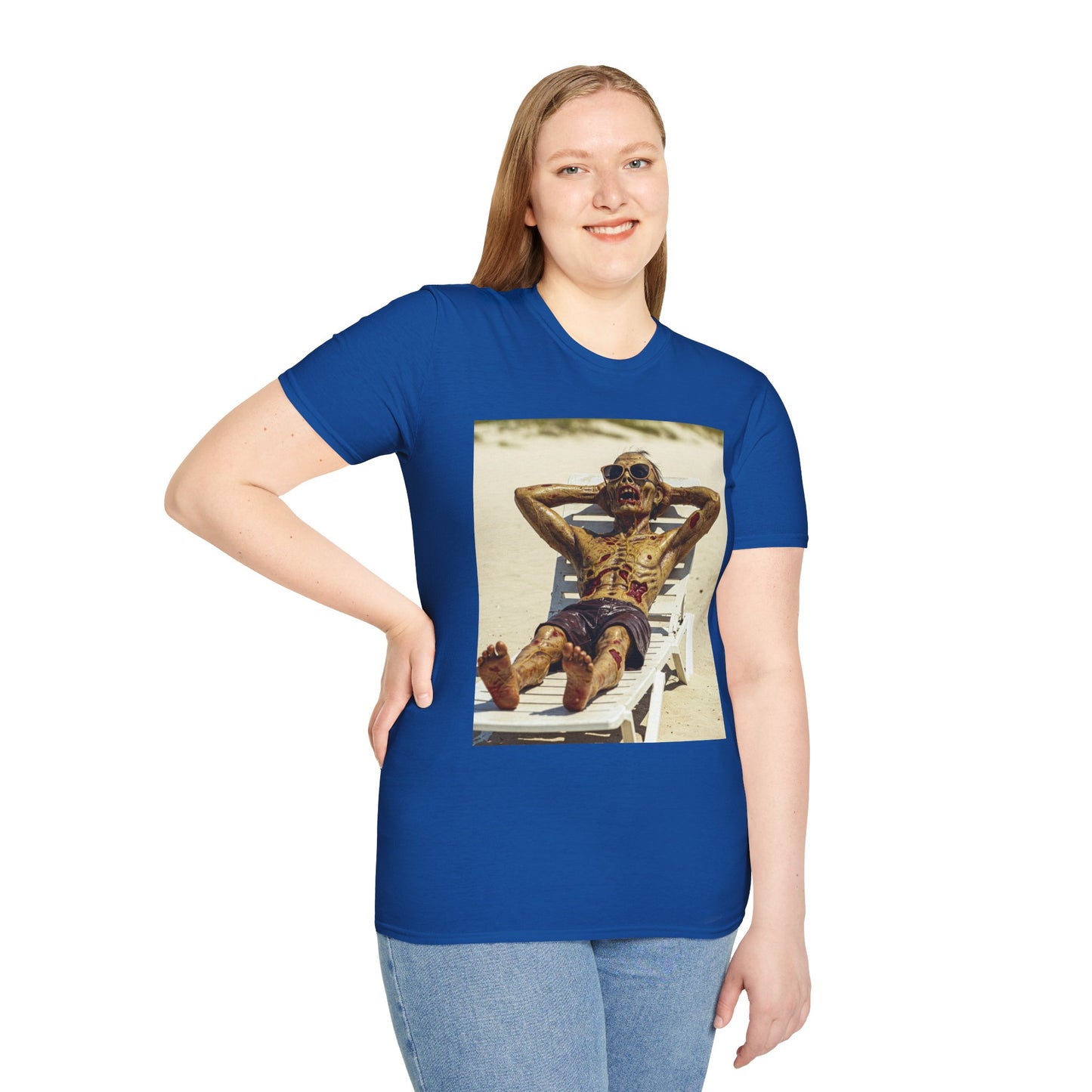 Chillin' Skeleton Unisex Softstyle T-Shirt - Perfect for Halloween & Casual Wear