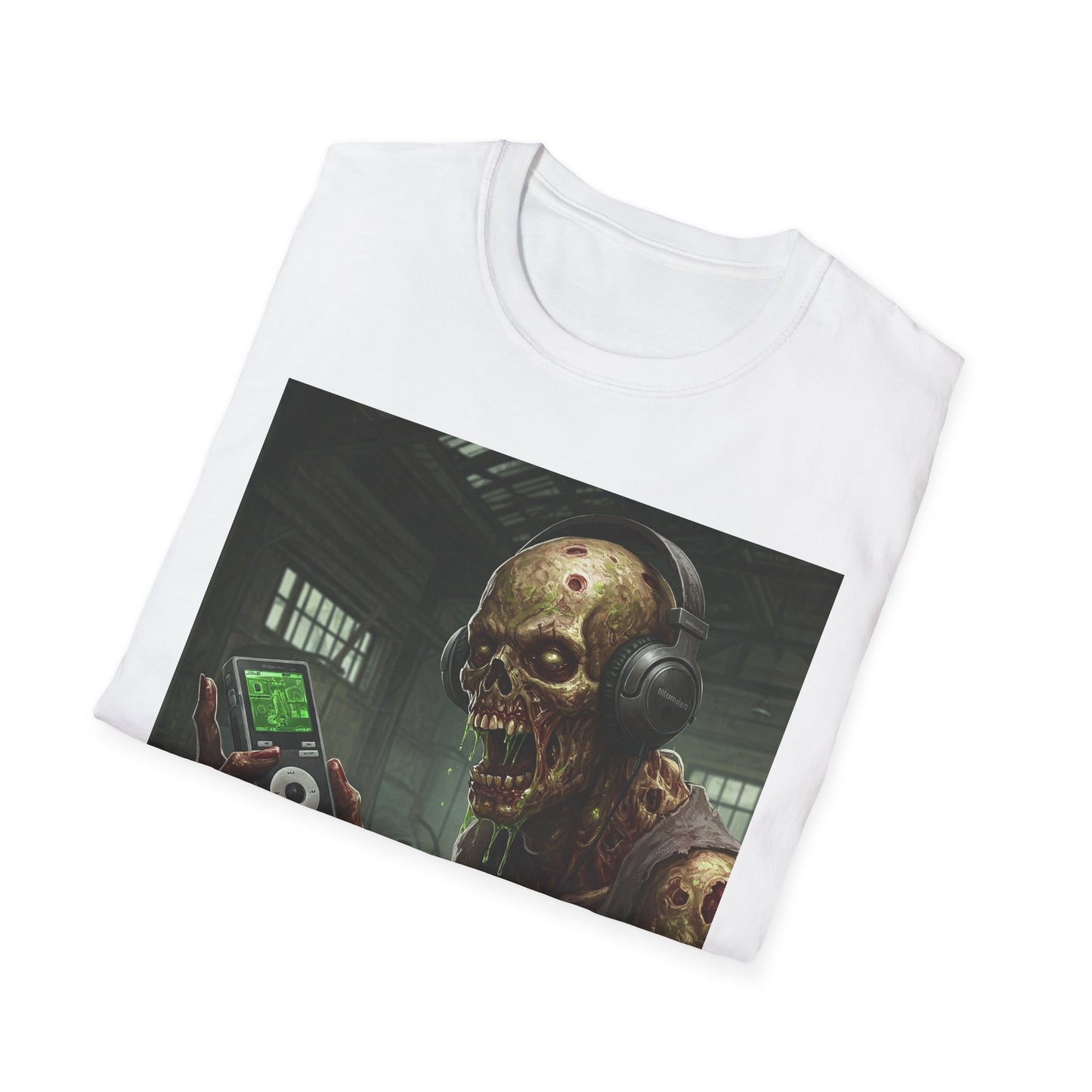 Zombie Listening to Music Unisex Softstyle T-Shirt