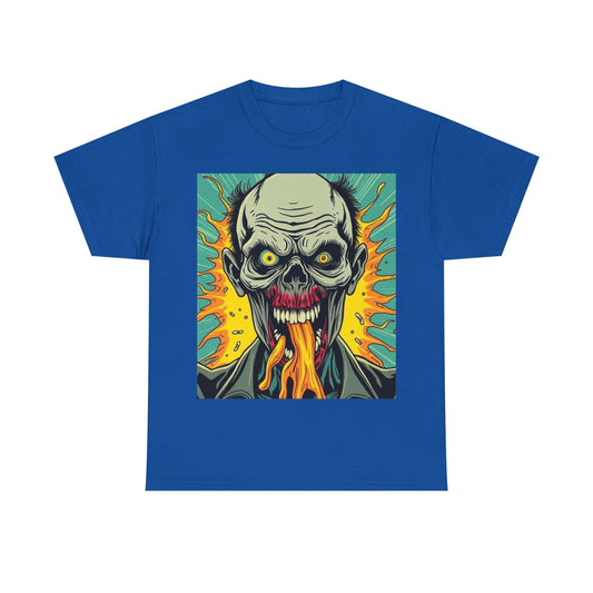 UK - Unisex Heavy Cotton Tee - Fiery Skull Graphic Shirt