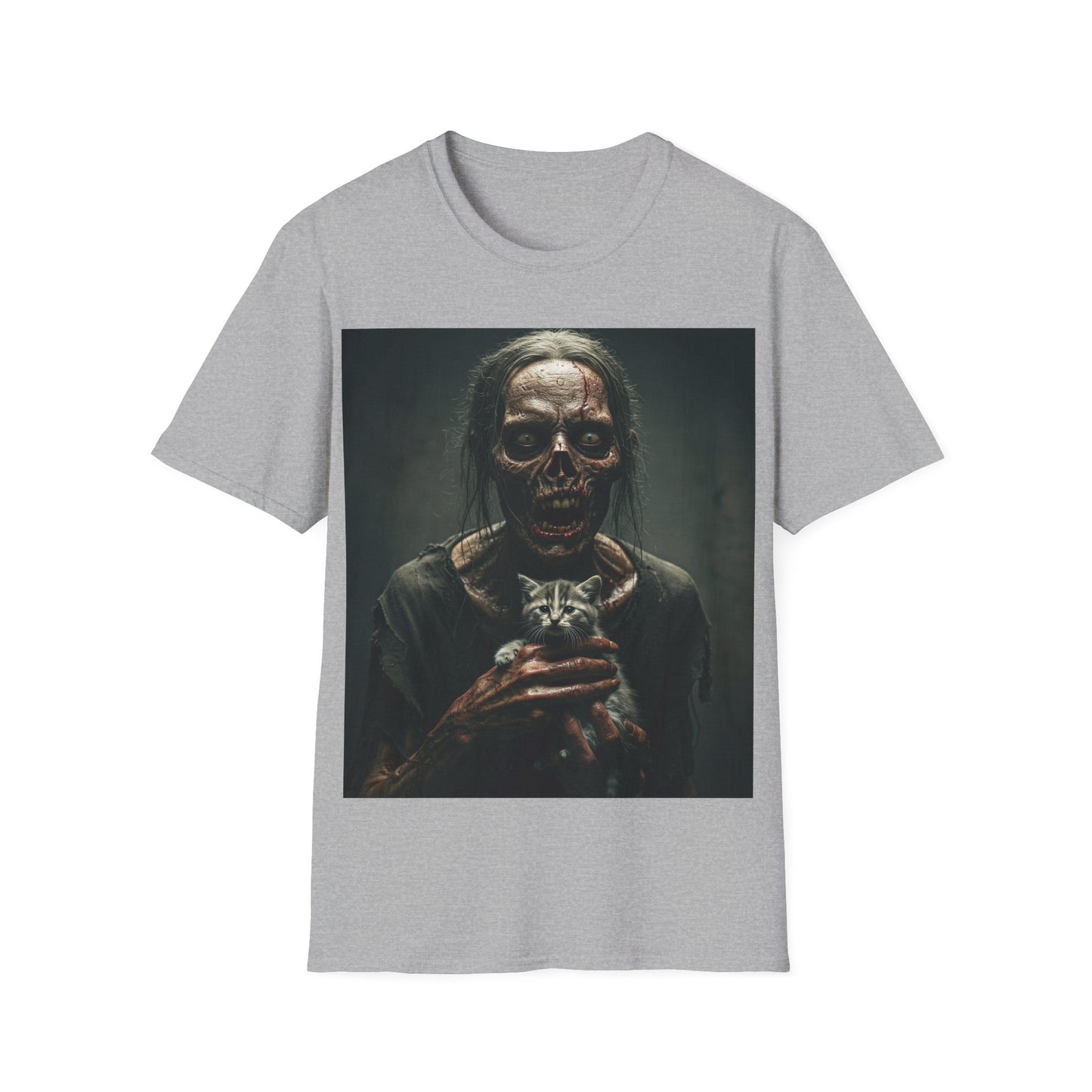 UK - Spooky Cat Lady Apocalyptic Portrait Tee, bold, decaying zombie graphic
