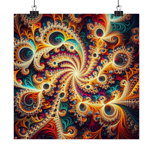 Vibrant Fractal Art Poster - Eye-Catching Matte Vertical Design for Modern Interiors