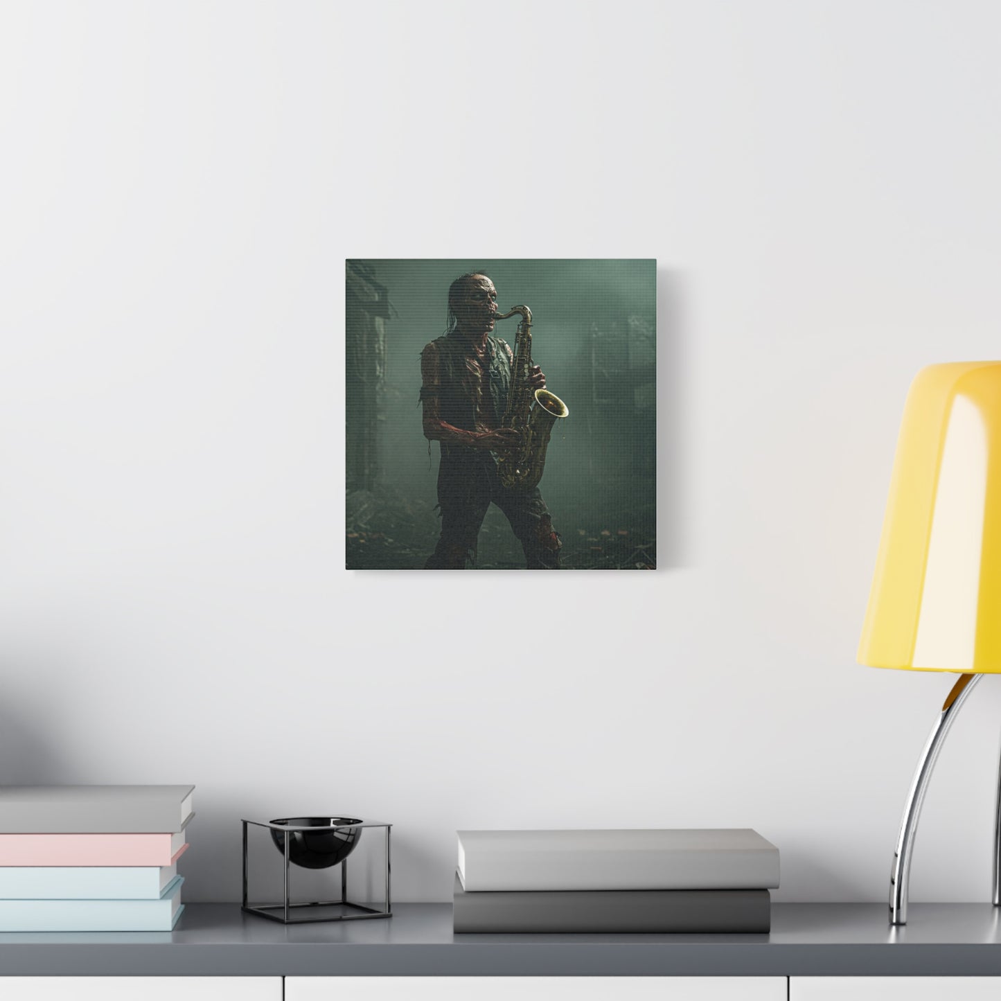Zombie Saxophonist Wall Art - Matte Canvas Print for Halloween Decor