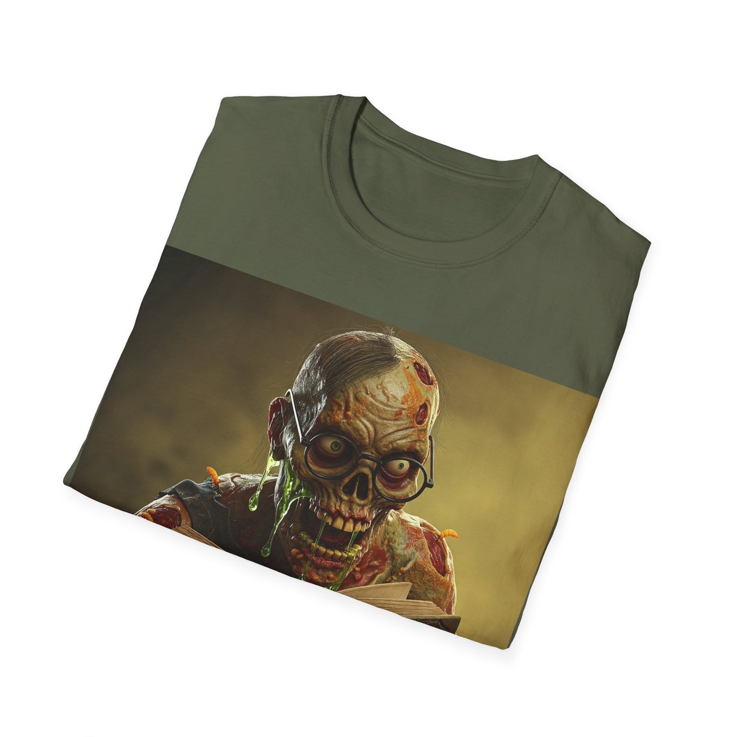 UK - Zombie Reader Apocalyptic Portrait Tee, bold, decaying zombie graphic