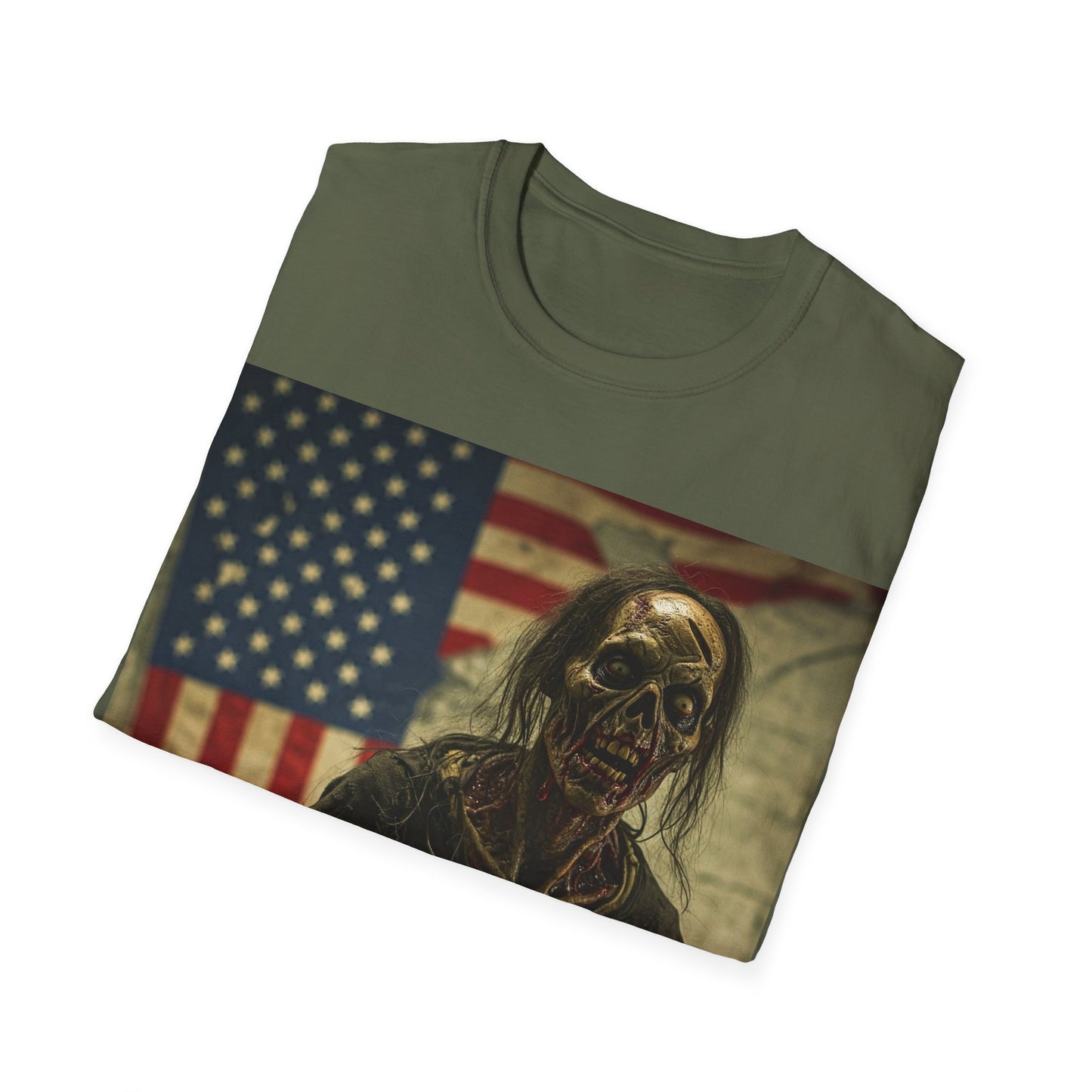 UK - Zombie Cat Lover Apocalyptic Portrait Tee, bold, decaying zombie graphic