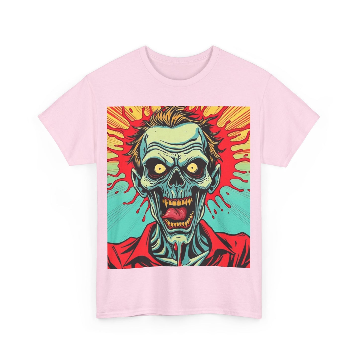 UK - Retro Zombie Graphic Unisex Heavy Cotton Tee - Perfect for Halloween or Horror Fans