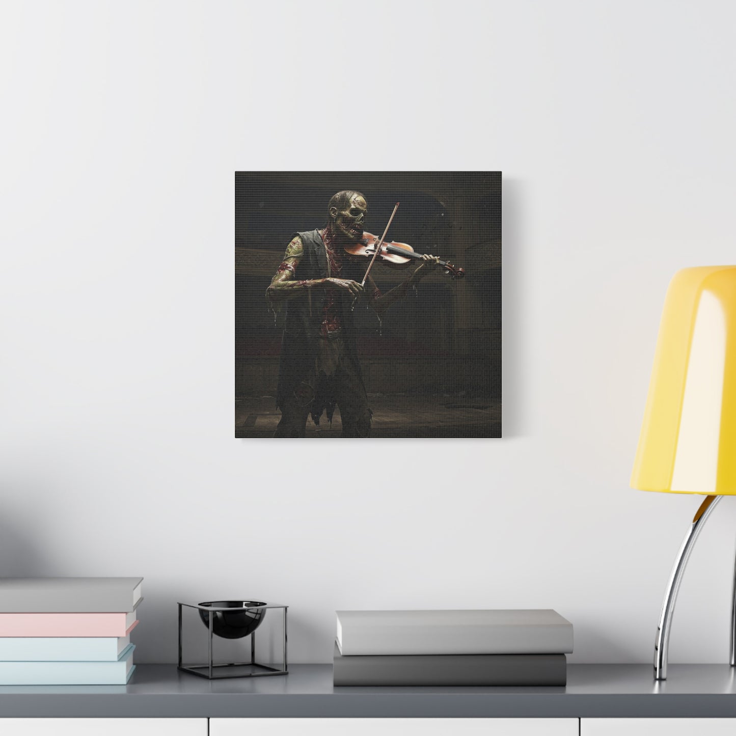 Zombie Violinist Canvas Wall Art - Spooky Home Decor for Halloween