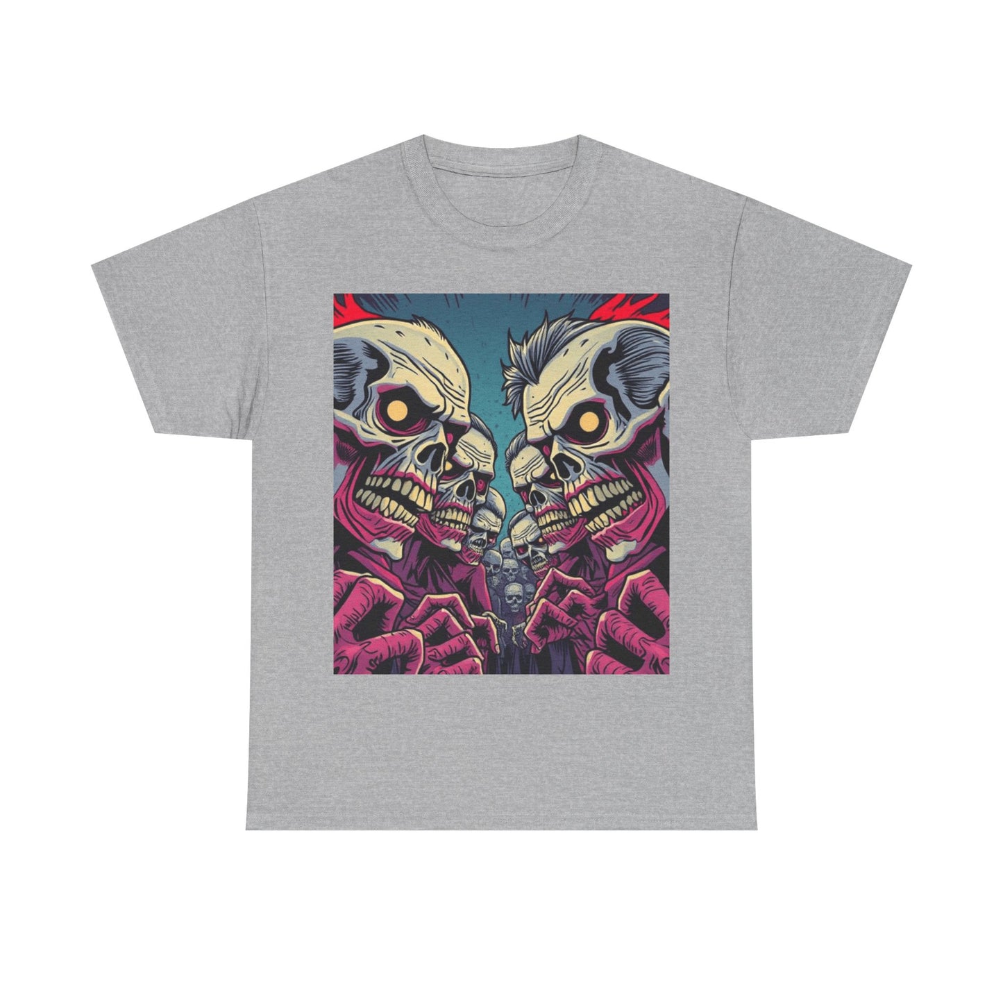 UK - Gothic Skull T-Shirt - Unisex Heavy Cotton Tee for Halloween and Punk Fans
