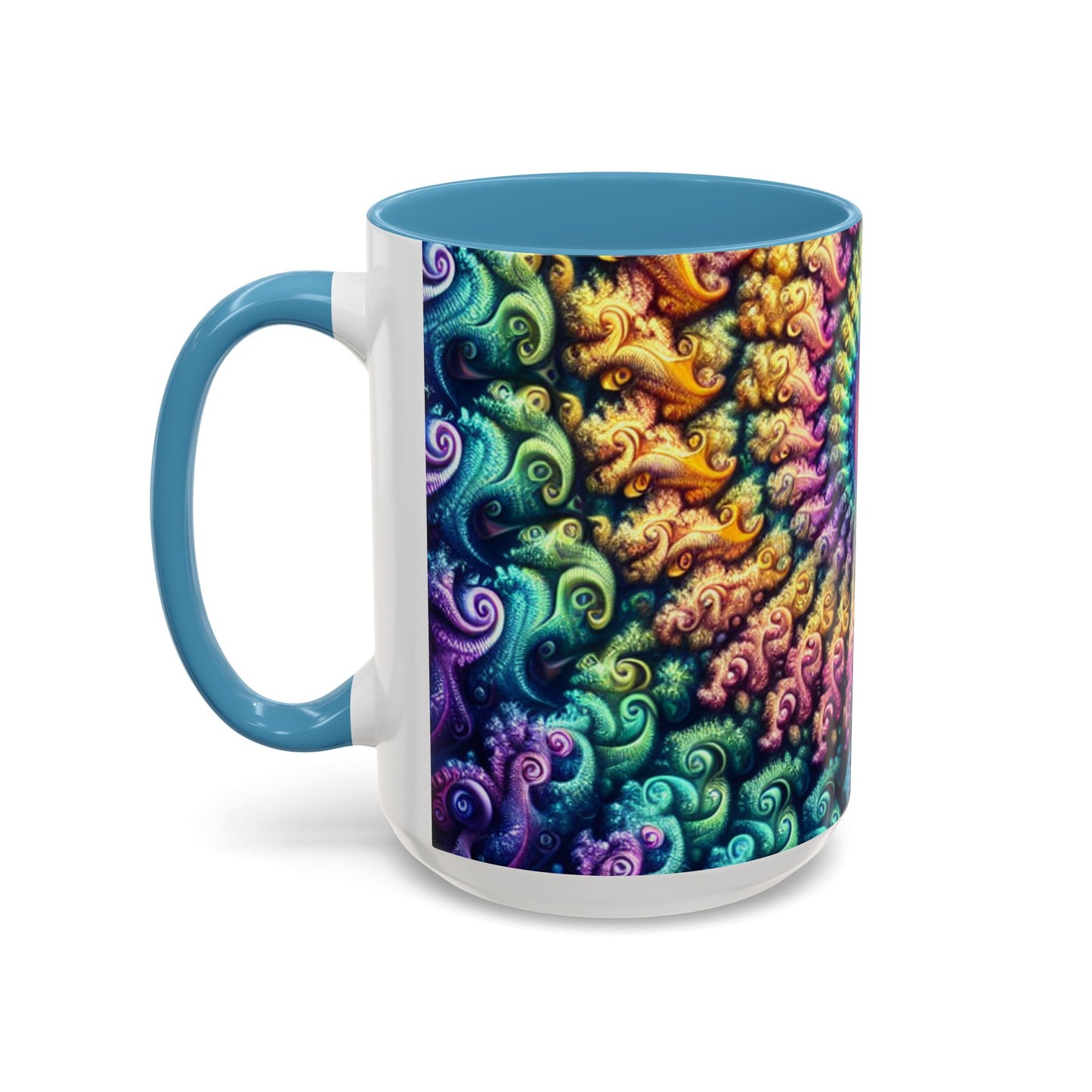 Colorful Spiral Accent Coffee Mug - 11 & 15oz - Ideal for Home & Gifts