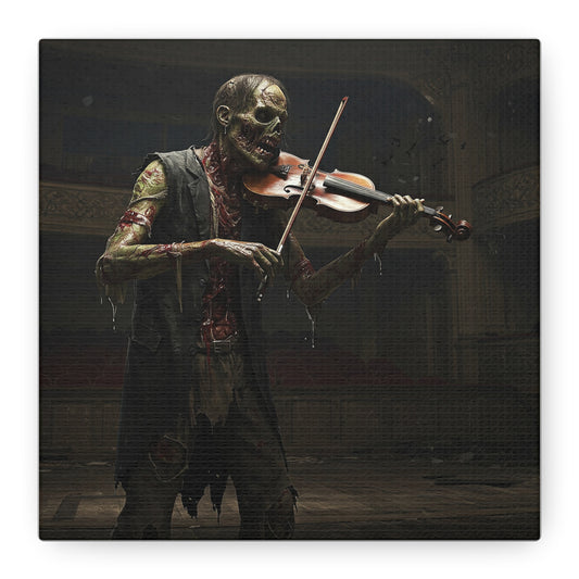 Zombie Violinist Canvas Wall Art - Spooky Home Decor for Halloween