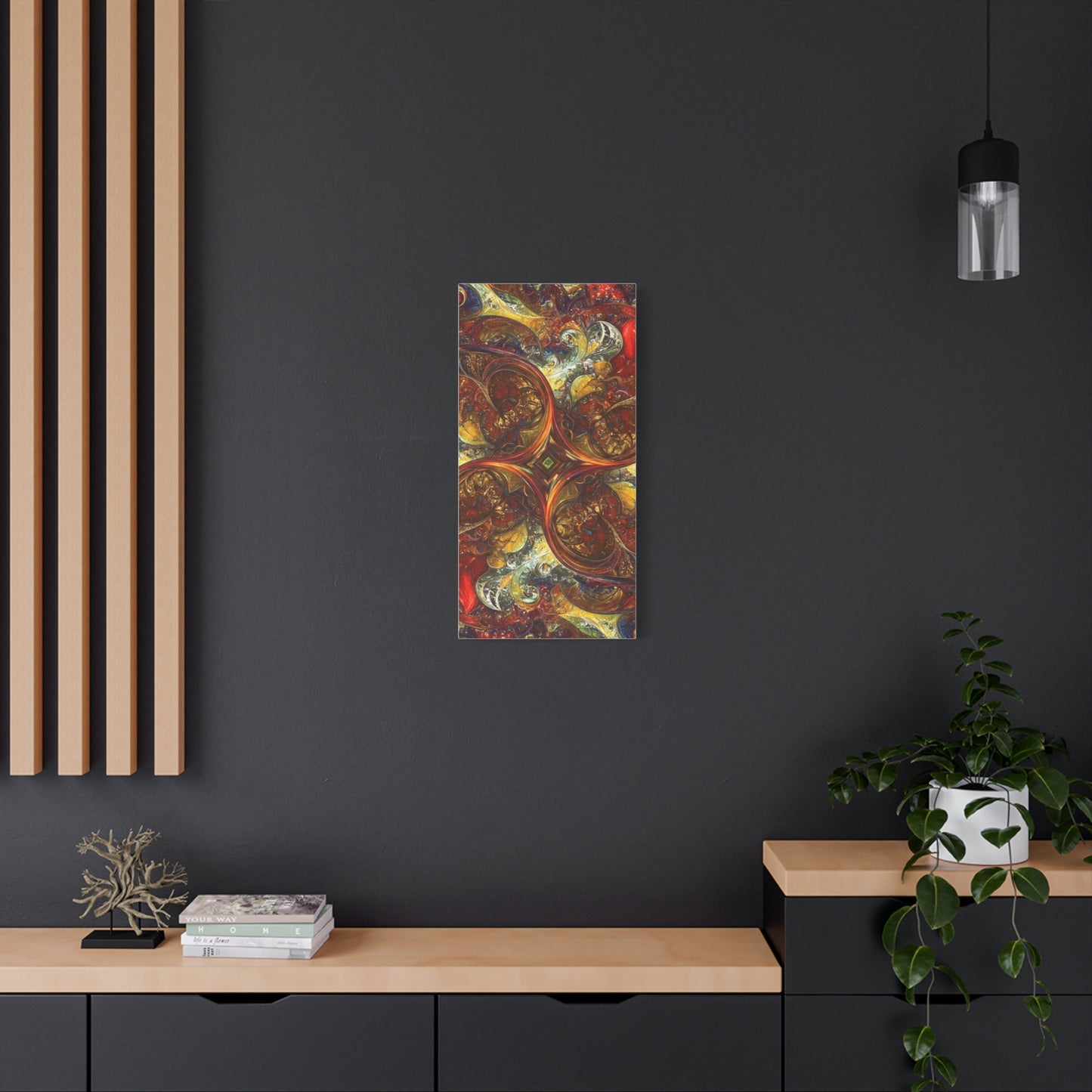 Abstract Art Matte Canvas Wall Decor - Vibrant Fractal Design, Colorful Home Accent