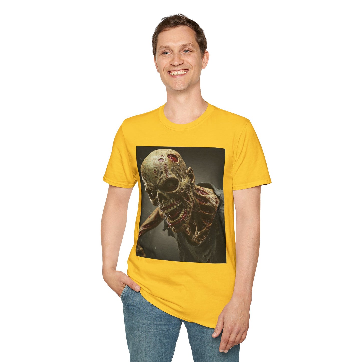 Zombie Skull Unisex Softstyle T-Shirt - Spooky Halloween Tee