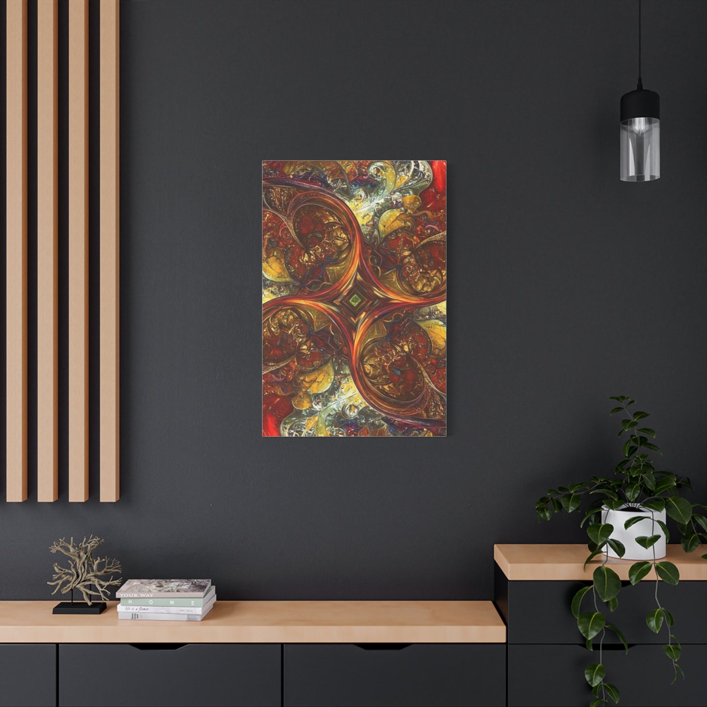 Abstract Art Matte Canvas Wall Decor - Vibrant Fractal Design, Colorful Home Accent