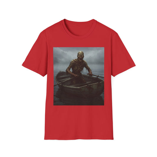 Zombie Rowboat Unisex Softstyle T-Shirt - Spooky Graphic Tee for Halloween Fans
