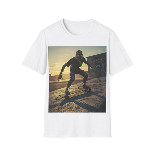UK - Skateboard Zombie Unisex Softstyle T-Shirt | Casual Graphic Tee for Skaters
