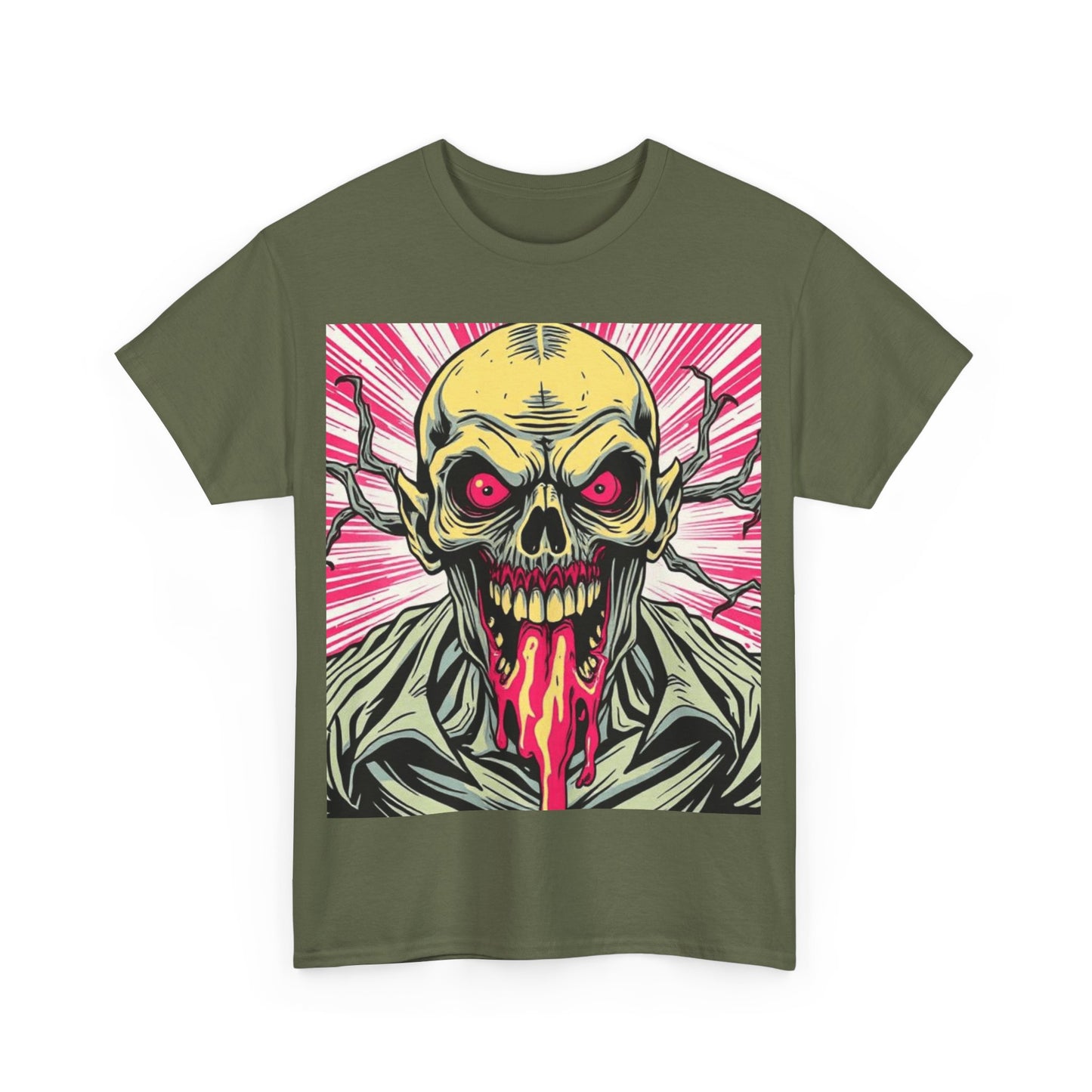 UK - Retro Skull Graphic Unisex Heavy Cotton Tee - Unique Halloween Tee
