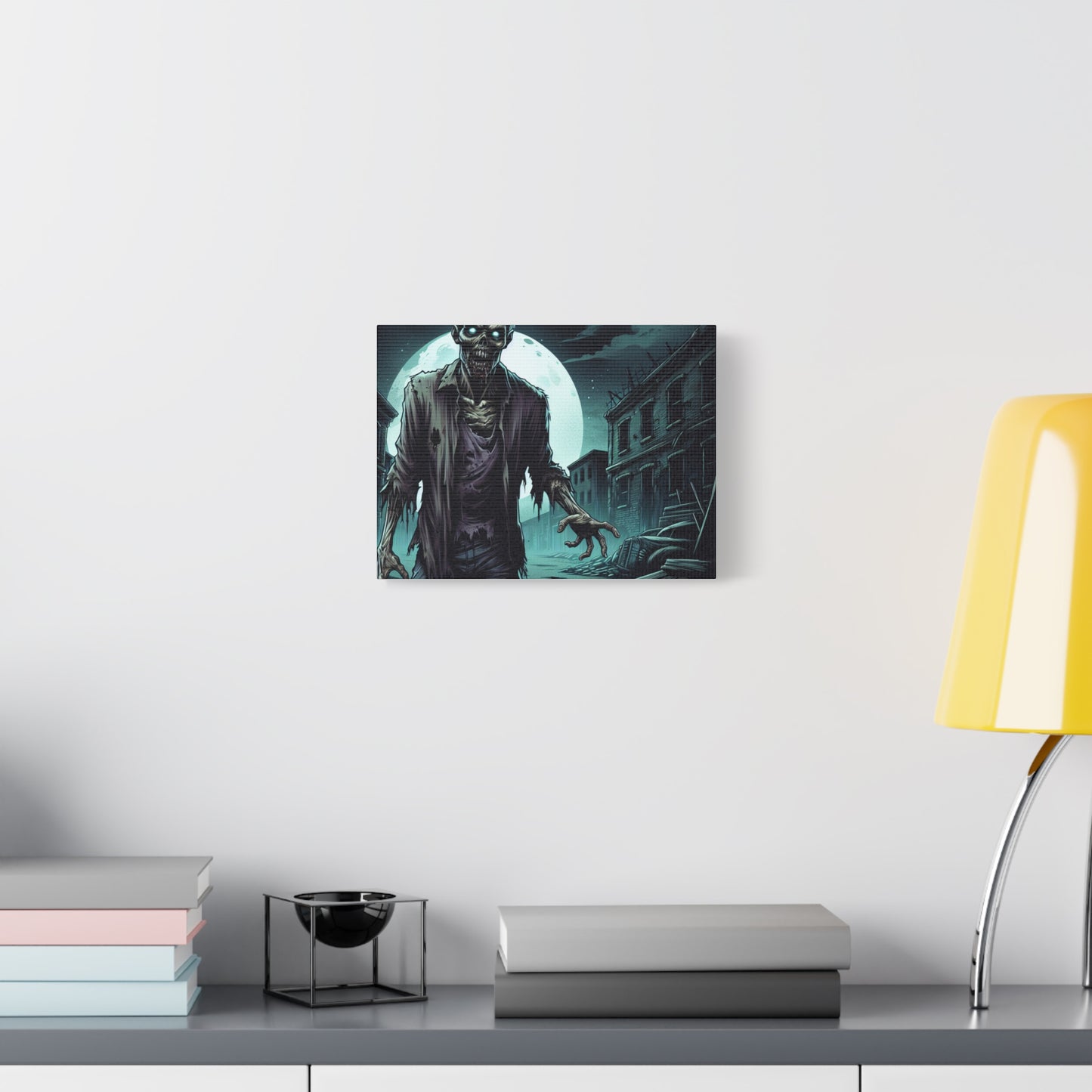Zombie Moon Canvas Wall Art - Horror Decor for Halloween