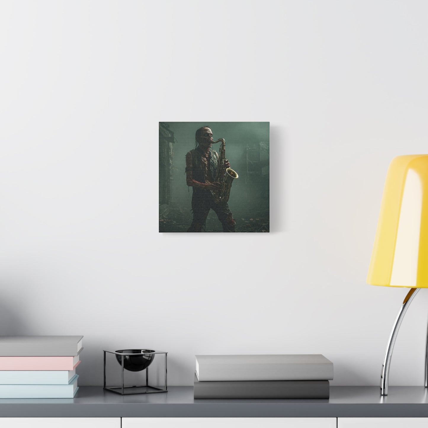 Zombie Saxophonist Wall Art - Matte Canvas Print for Halloween Decor