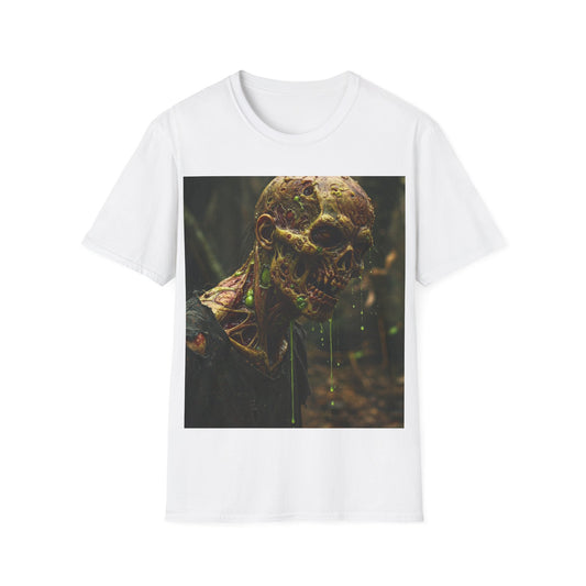 UK - Creepy Zombie Graphic Unisex Softstyle T-Shirt - Perfect for Halloween and Horror Fans