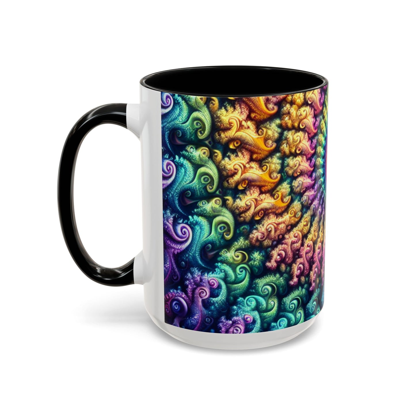 Colorful Spiral Accent Coffee Mug - 11 & 15oz - Ideal for Home & Gifts